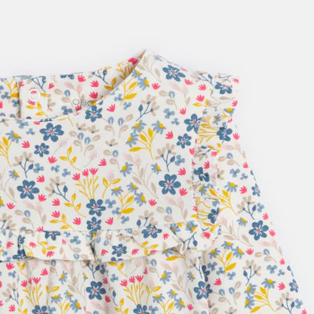 Baby girl's textured floral ruffle blouse