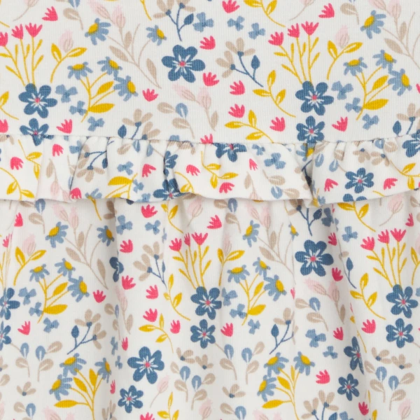 بلوزة أنيقة مكشكشة بطبعة الزهور باللون الرمادي للفتيات الصغيرات