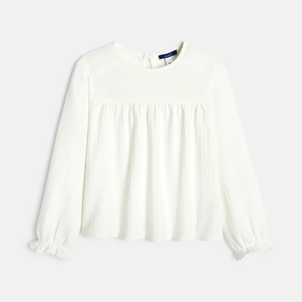 Girl's white textured blouse