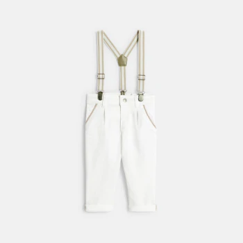 Baby boy's white trousers with darts and braces