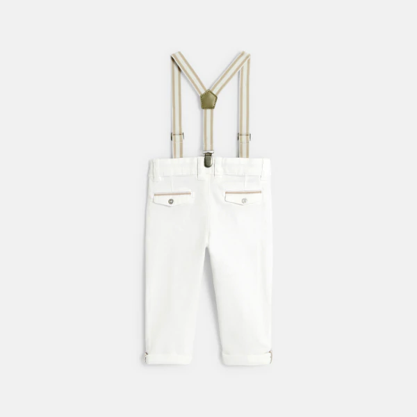 Baby boy's white trousers with darts and braces