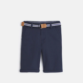 Canvas bermuda shorts + belt