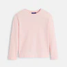 Girl's plain pink love embroidery T-shirt