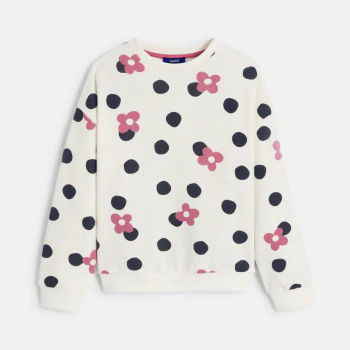 Girl's white polka dot sweatshirt