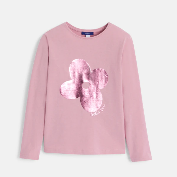 Girl's sparkly vintage pink T-shirt with motif