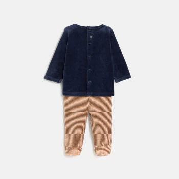 Baby boy's blue cat velvet pyjamas