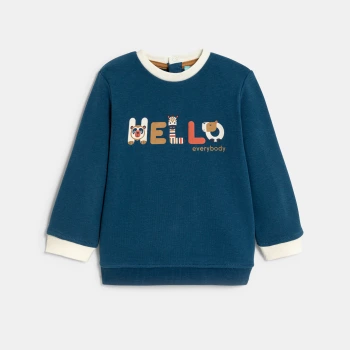 سويت شريت من الميلتون للأطفال الصغار، باللون الأزرق ومطبوع برسومات وصور للحيوانات.