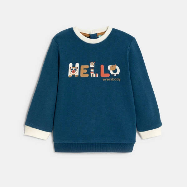 سويت شريت من الميلتون للأطفال الصغار، باللون الأزرق ومطبوع برسومات وصور للحيوانات.