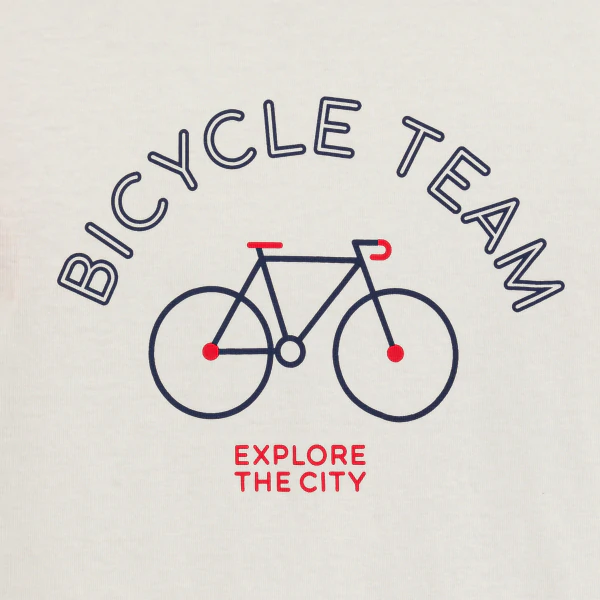 Boy's three-colour 2-piece jersey pyjamas with bicycle motif
