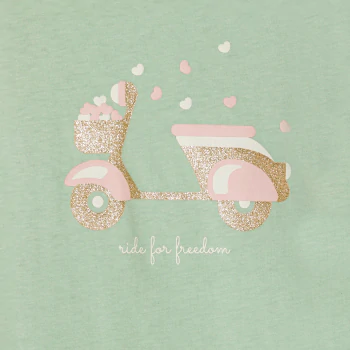 Girl's scooter motif jersey 2-piece pyjamas