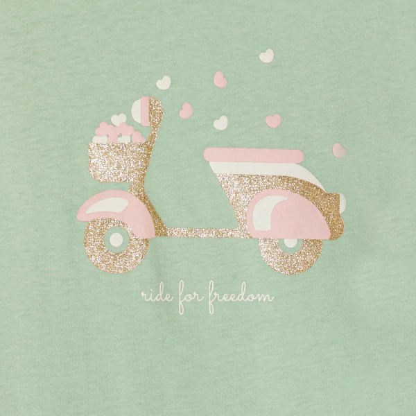 Girl's scooter motif jersey 2-piece pyjamas