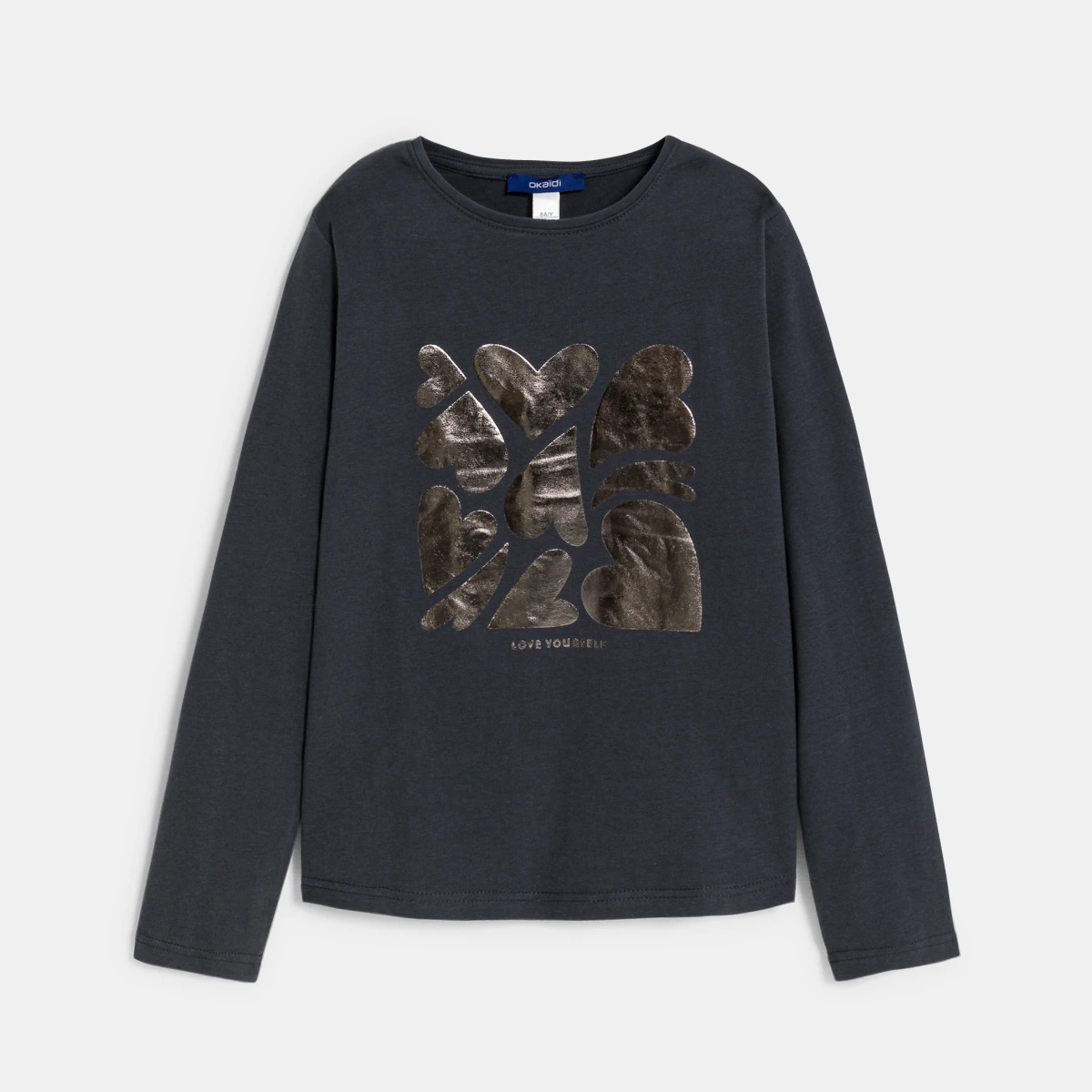 تيشيرت للفتيات بنمط قزحي الألوان واللون الرمادي الفحمي تيشيرت للفتيات بنمط قزحي الألوان واللون الرمادي الفحمي