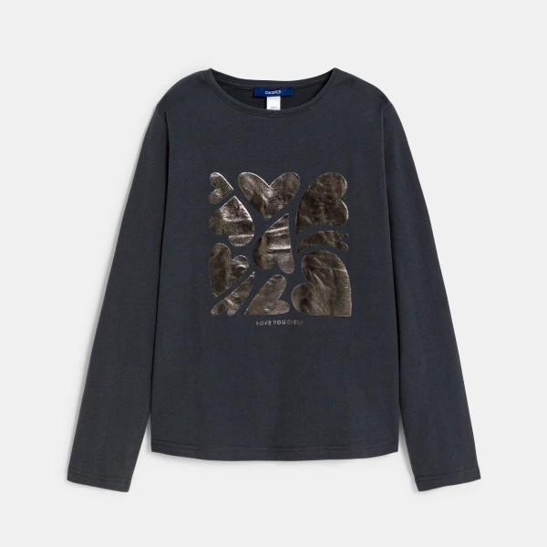 تيشيرت للفتيات بنمط قزحي الألوان واللون الرمادي الفحمي تيشيرت للفتيات بنمط قزحي الألوان واللون الرمادي الفحمي