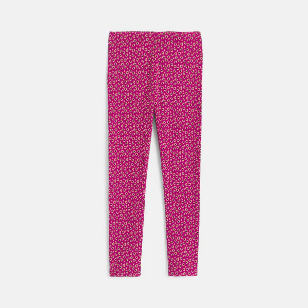 Girl's pink leopard print jersey leggings