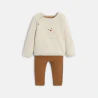 Baby boy's brown knitted bear jumper and trousers