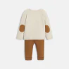 Baby boy's brown knitted bear jumper and trousers