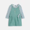 Baby girl's blue velvet dungaree dress and T-shirt