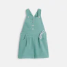 Baby girl's blue velvet dungaree dress and T-shirt