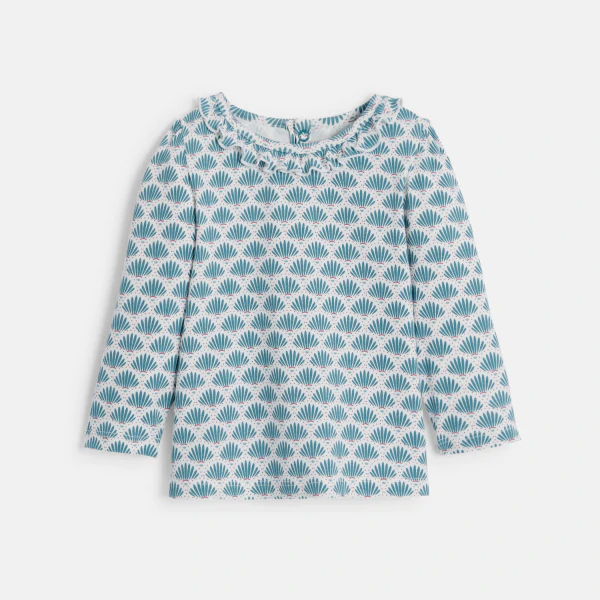 Baby girl's blue velvet dungaree dress and T-shirt