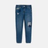 Girl's blue mom jeans with patches