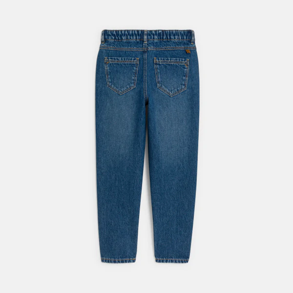 Girl's blue mom jeans with patches