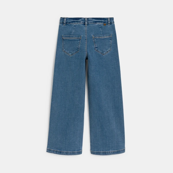 بنطلون (سروال) جينز بأرجل واسعة، أزرق اللون، للفتيات بنطلون (سروال) جينز بأرجل واسعة، أزرق اللون، للفتيات