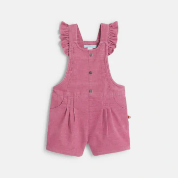 Baby girl's pink corduroy short dungarees