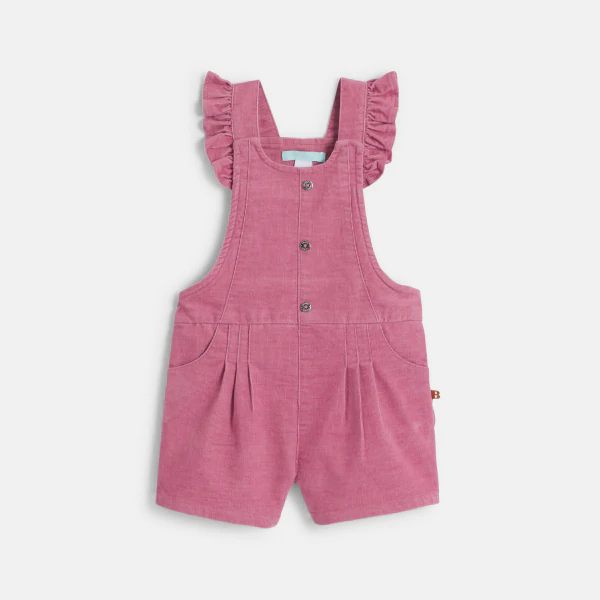 Baby girl's pink corduroy short dungarees