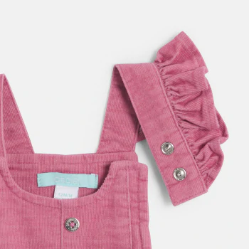 Baby girl's pink corduroy short dungarees
