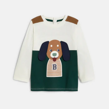Baby boy's green animal colourblock T-shirt