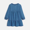 Girl's blue embroidered denim dress