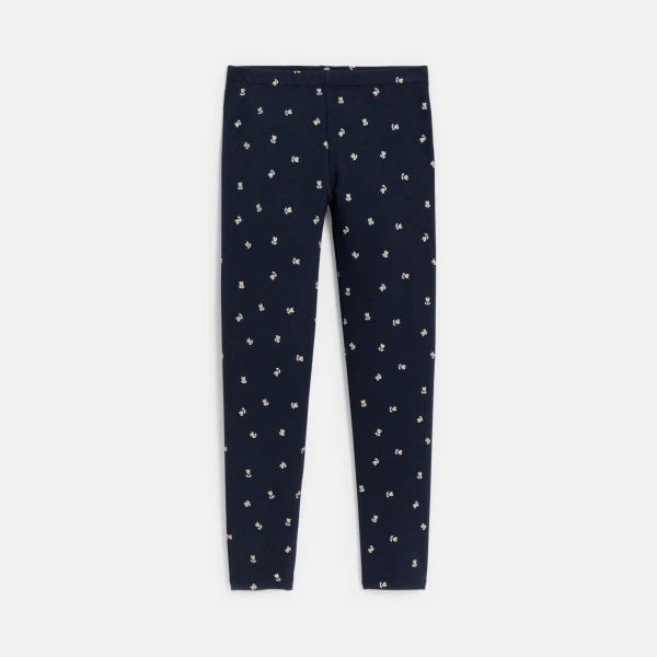 Girl's navy blue printed leggings