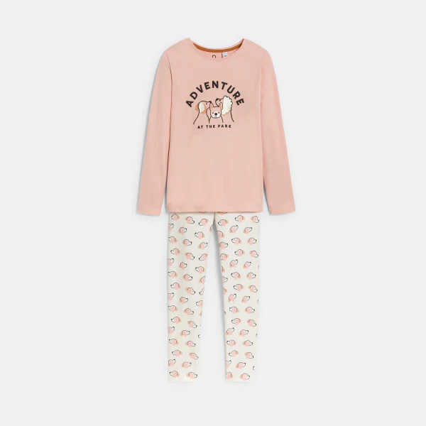 Girl's 2-piece pink dog print jersey pyjamas