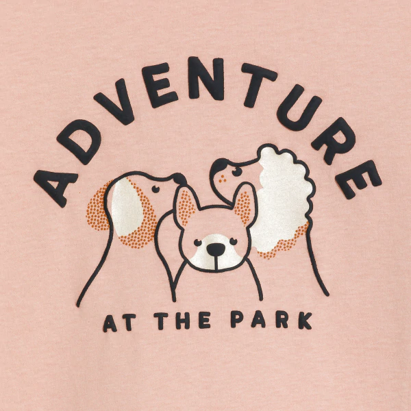 Girl's 2-piece pink dog print jersey pyjamas