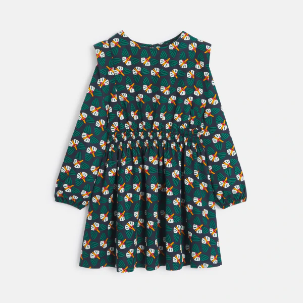 Girl's green printed dress