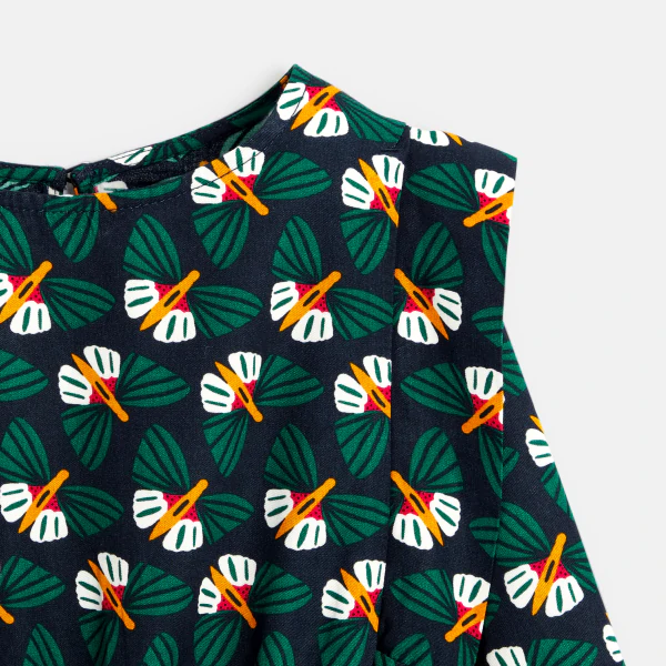 Girl's green printed dress