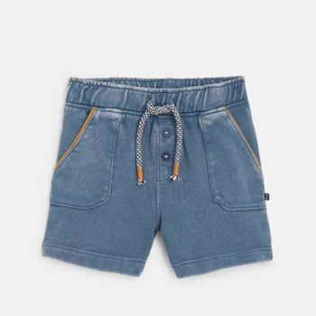 Baby girl's blue shorts in denim textured cotton