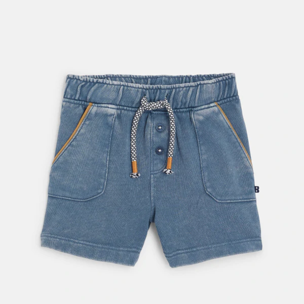 Baby girl's blue shorts in denim textured cotton