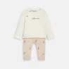 Baby girl's pink knitted and embroidered jumper and trousers