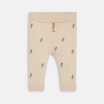Baby girl's pink knitted and embroidered jumper and trousers