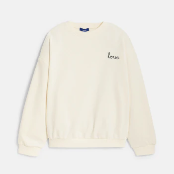 Girl's ecru slogan sweatshirt