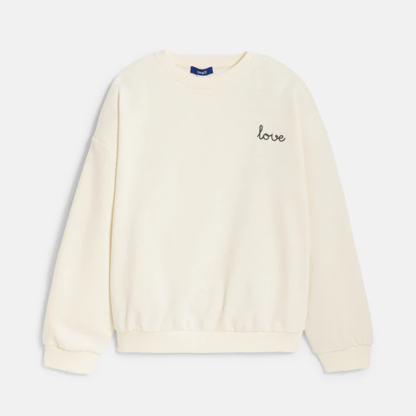 Girl's ecru slogan sweatshirt
