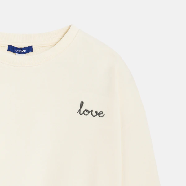 Girl's ecru slogan sweatshirt