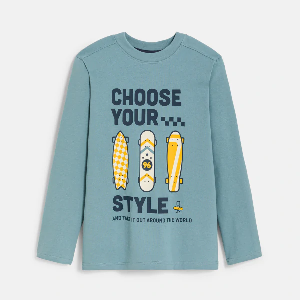 Boy's blue slogan T-shirt