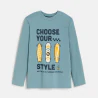 Boy's blue slogan T-shirt