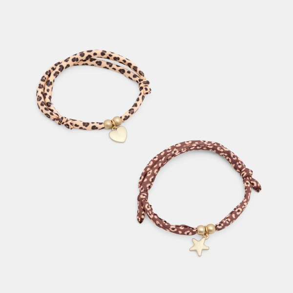 Girl's brown message bracelet (set of 2)
