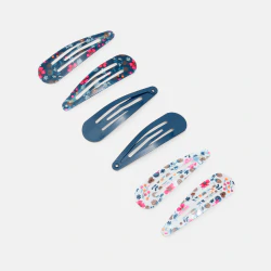 Coloured metal snap hair grips (set of 6)