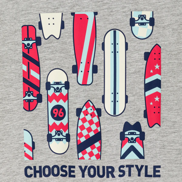 Boy's grey marl slogan T-shirt