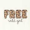 Girl's ecru leopard print slogan T-shirt
