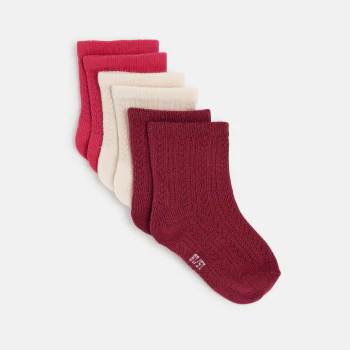 Baby girl's red fancy knitted socks